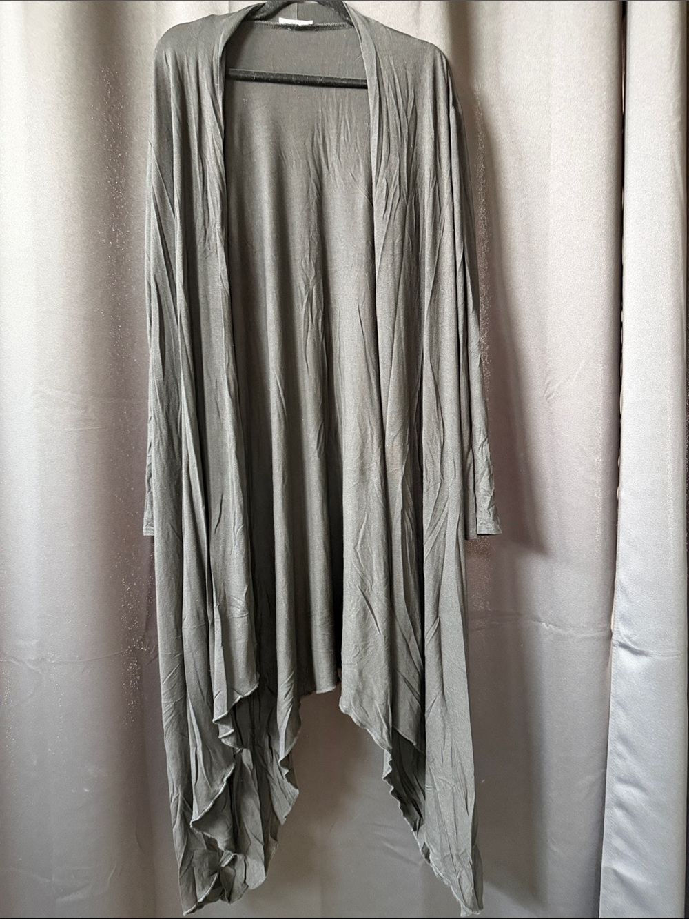 Women's Long Open-Front Draped Cardigan - Gray